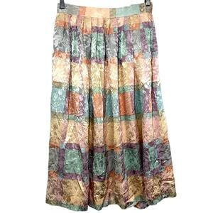Vintage Jerri Sherman XS Silk Pastel‎ Skirt Pleated Mod Preppy Colorful 80s Rare